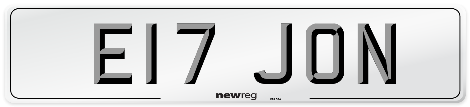 E17 JON Number Plate from New Reg